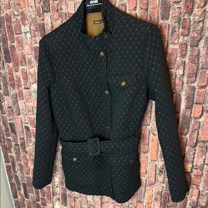 Talbots Black Quilted Blazer with Gold Accents